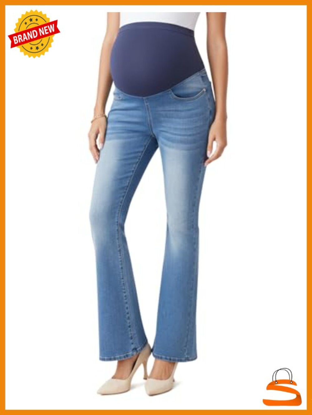 Over The Belly Slim Stretch Flare Maternity Jeans Bell Bottoms Work Pants